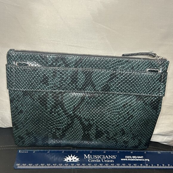 Zara Emerald Green Faux Snakeskin Clutch / Makeup Envelope Bag - 7x10" NWOT - Picture 5 of 6